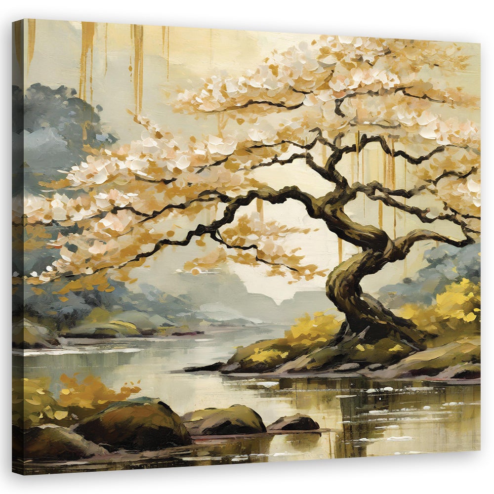Obraz na płótnie, Japonia Drzewo Krajobraz Natura 40x40