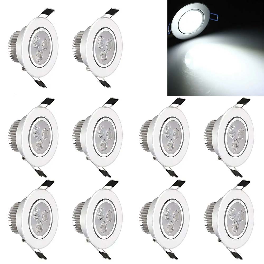 Auledio  10X Focos Led Empotrados De Techo 5W Frío, Lámpara Panel 220V Con Driver, Iluminación Led Bajo Consumo Hogar, Restaurante, Hotel Blanco , Leroy Merlin