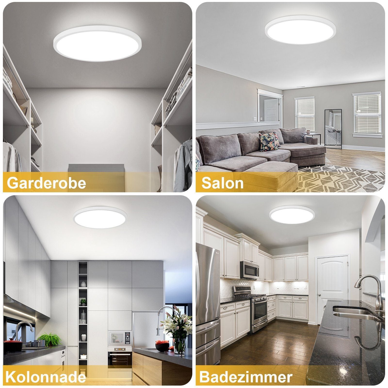NETTLIFE Lámpara de techo LED Diámetro 30 cm Lámpara de cocina plana Lámpara redonda blanca 24 W Dormitorio IP44 6000 K Lámpara de pasillo para baño - 5