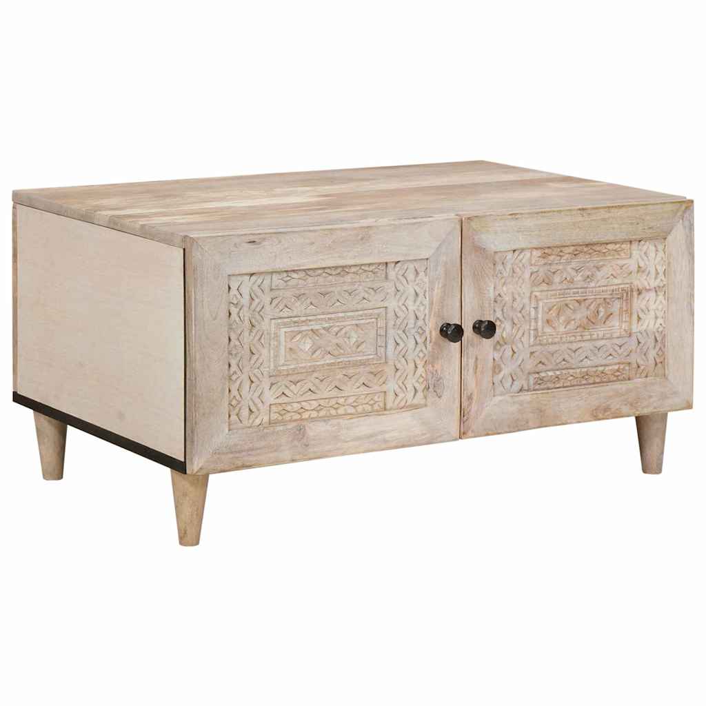 Stolik kawowy Beżowy 80 x 50 x 40 cm lite drewno mango