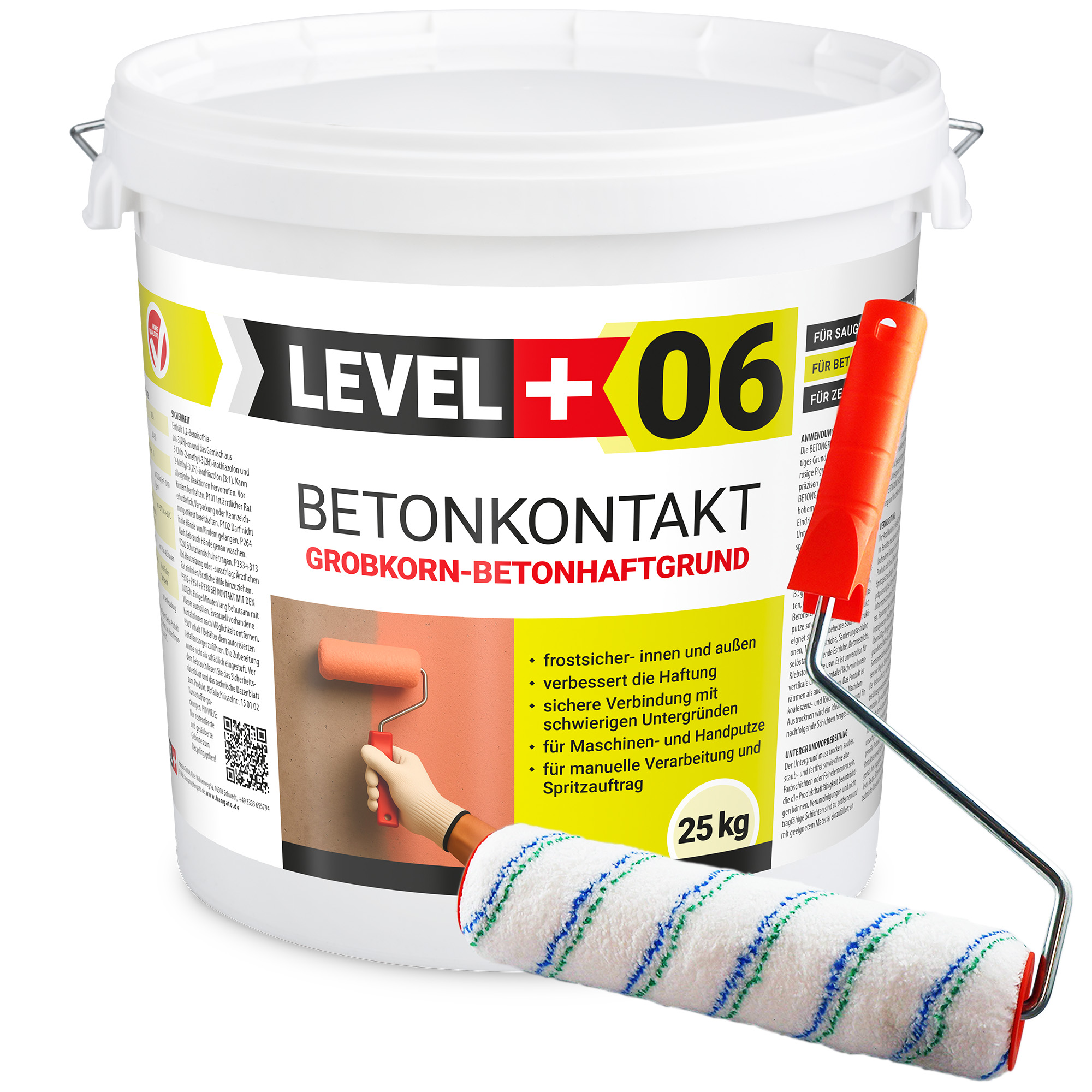 LEVEL+ Grunt Szczepny Pod Tynki BETONKONTAKT L+06 - 25KG + Wałek Malarski 25cm