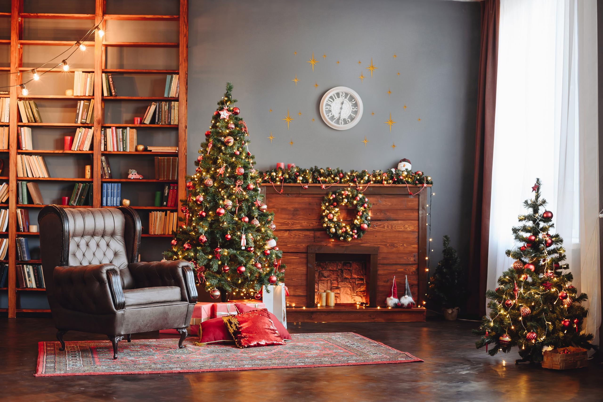 6 piezas de decoración navideña de pared con estrellas octogonales, adorno navideño, decoración de estrellas, decoración de pared para TV - 6