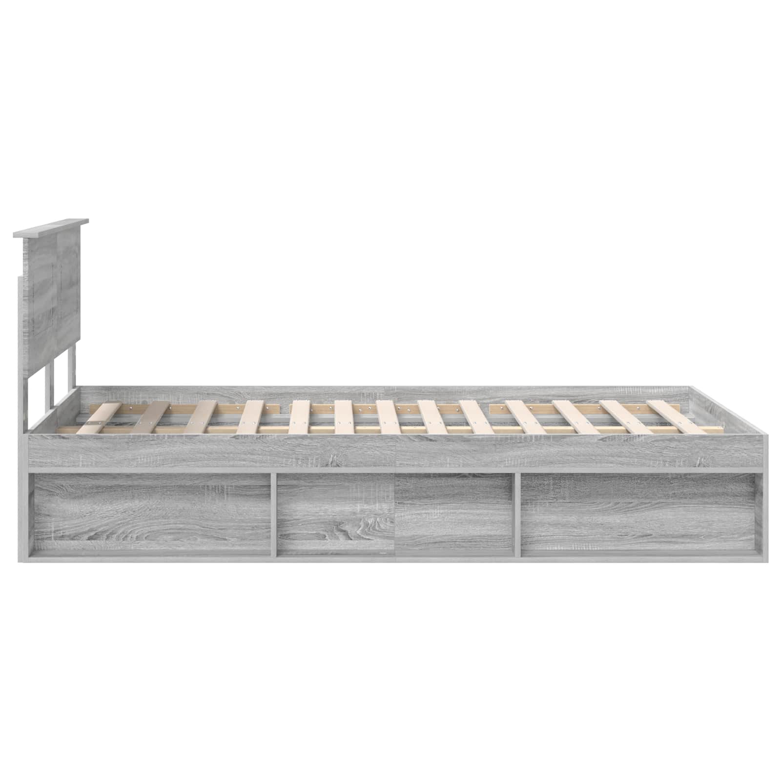 Cadre de lit en panneau de bois gris pour la chambre, 135 × 190 cm - 8