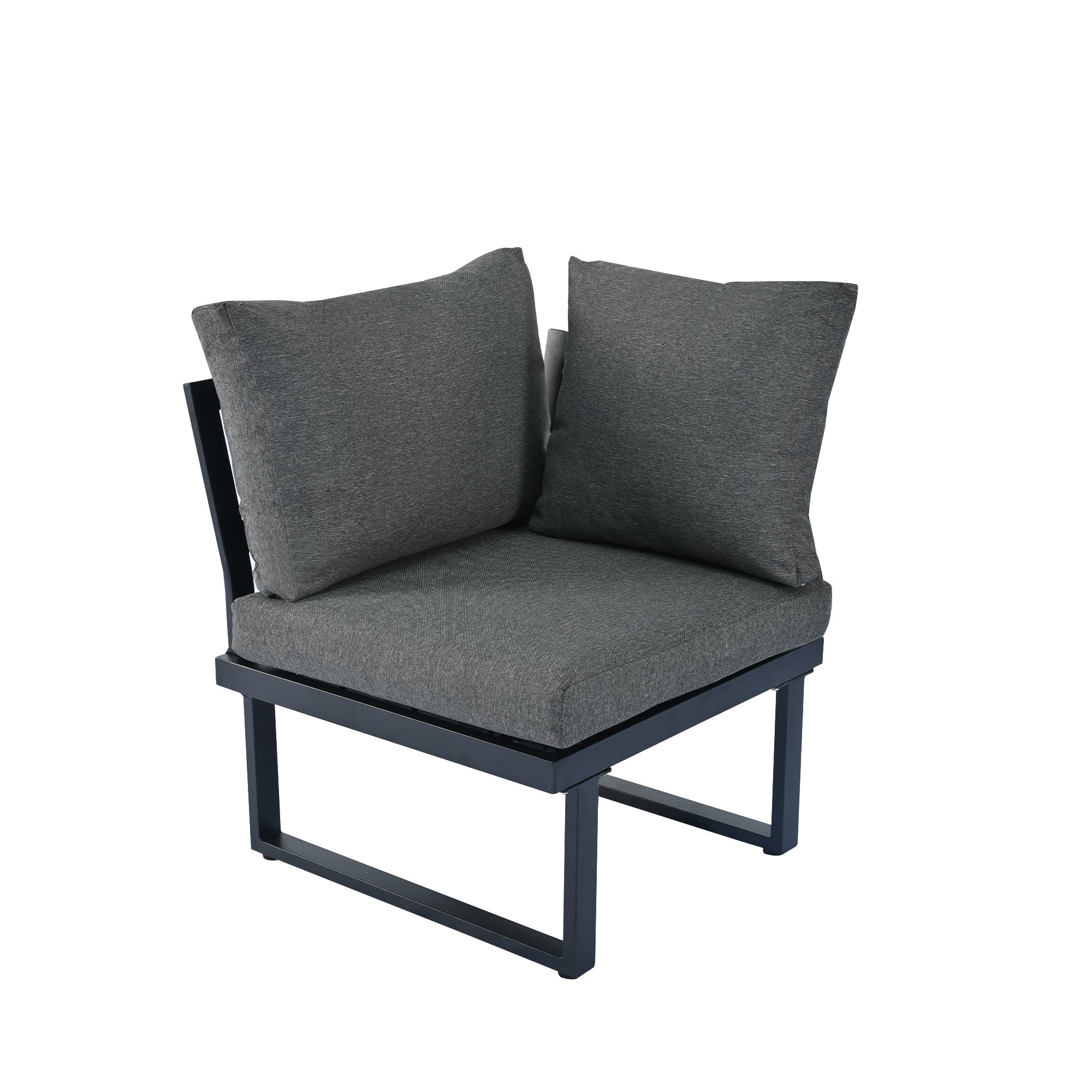 Ensemble de relaxation de jardin, position d'angle, chaise longue réglable (5 niveaux de réglage, max. 55°), avec table basse, gris + noir - 8
