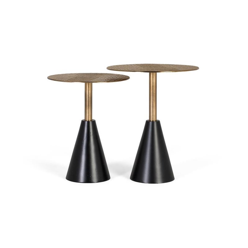 Zestaw 2 stolików z metalowymi elementami i aluminiowymi płytami