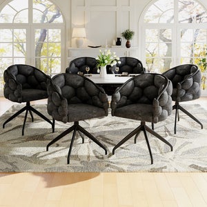 Lot De 6 Chaises Gris Velours – Style Rétro, Salle à Manger, Cuisine, Métal, Neuf