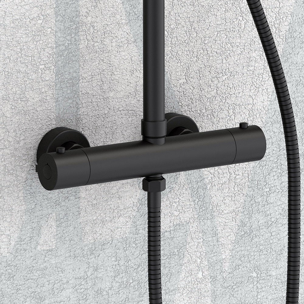 Kibath Columna De Ducha termostático redonda 83-120 cm acabado negro mate fabricado en latón - 6