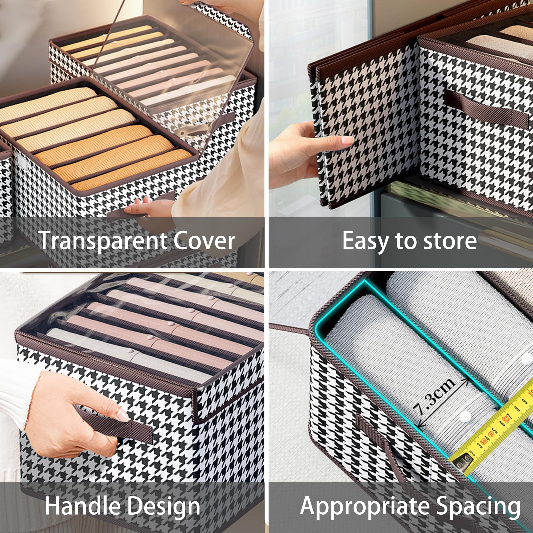 Coffret de rangement et de rangement en tissu 3 pièces, séparateurs de tiroirs à vêtements, boîtes de rangement pliables (6 couches) - 5