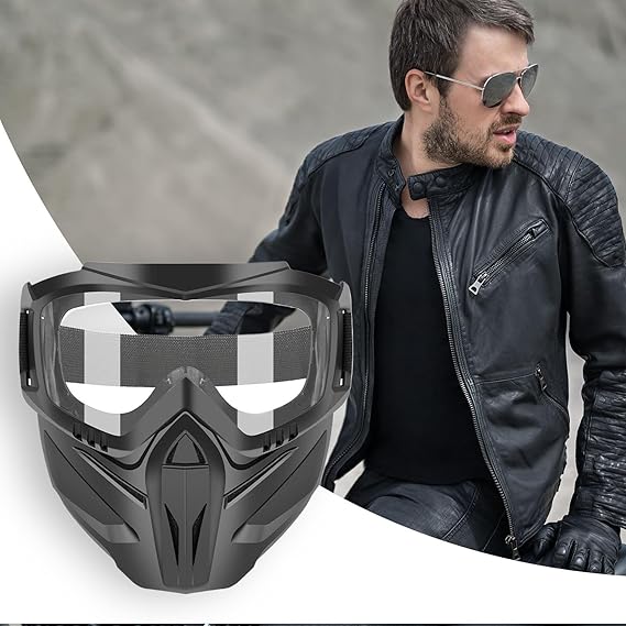 Couvre-visage Pour Lunettes De Sécurité - Écran Facial De Sécurité PC | Casque Tactique Avec Lunettes Coupe-vent | Écran Facial De Meulage De Moto - 3