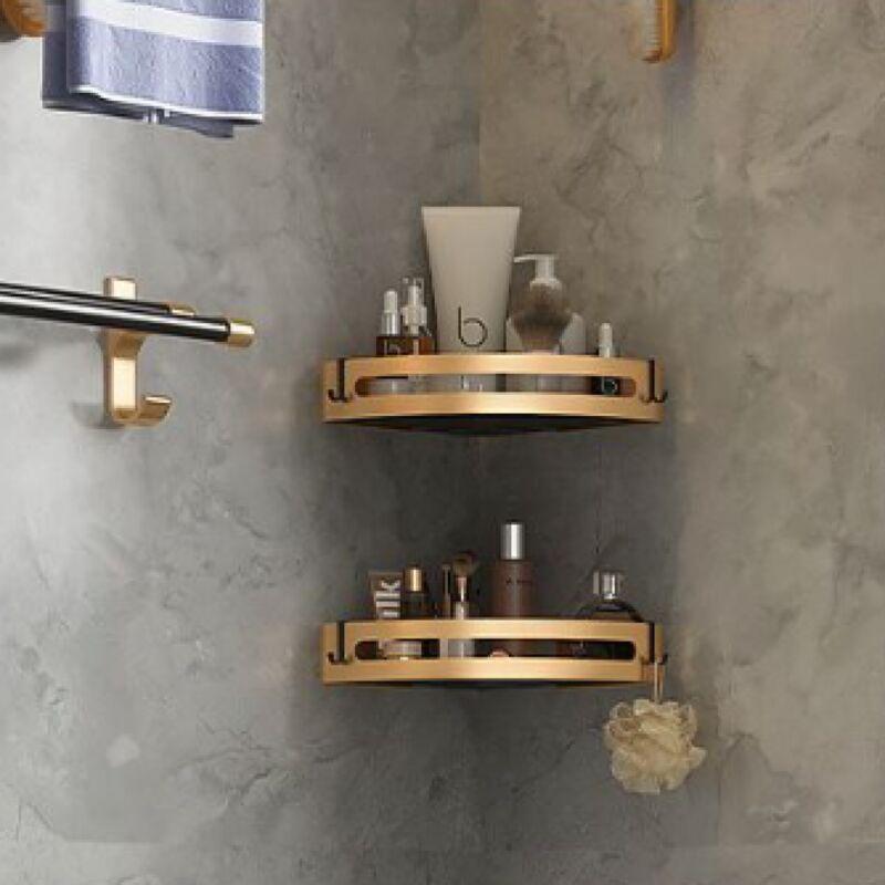 Ensemble de 2 paniers de douche d'angle, étagère de salle de bain sans perçage, panier de rangement triangulaire en acier inoxydable - 4