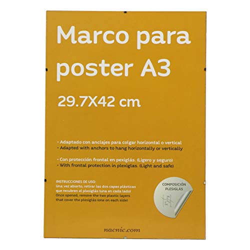 Nacnic Confezione Da 3 Cornici In Legno MDF Trasparente E Vetro Acrilico Per Protezione Ed Esposizione Di Fotografie Stampe Poster 50x70 Cm 87796081