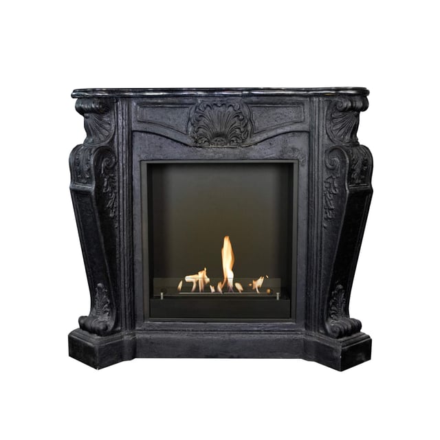 Xaralyn | Cheminée au bioéthanol Louis BIU-B - Habillage de cheminée en pierre naturelle noire - Chauffage 3 kW