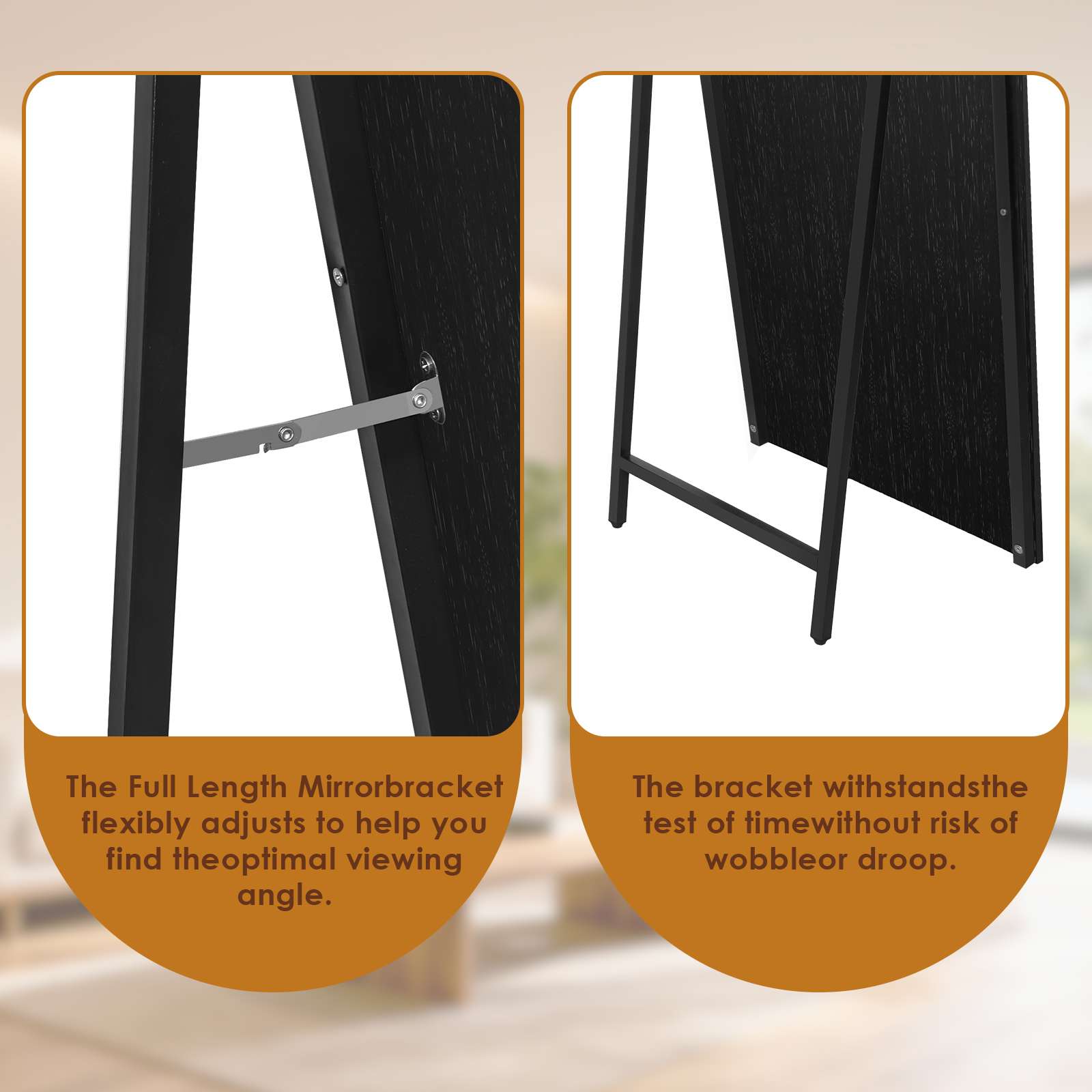 Specchio da Terra Arcuato 160×50 cm in Legno Massello, Specchio a Figura Intera HD per Camera, Soggiorno e Cabina Armadio - 7