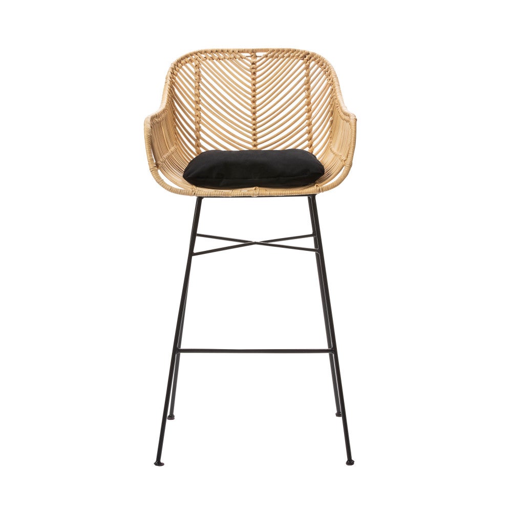 Nunuhai - Lot de 2 tabourets de bar en rotin H68cm - Naturel - 3