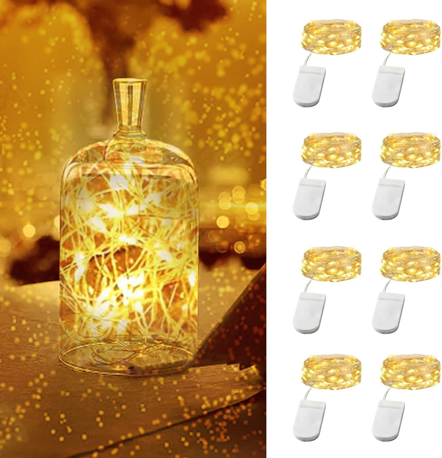 Guirlande Lumineuse Wodasi 10 à Piles, 1M 10 LED Mini Guirlande LED Fil De Cuivre Fairy Lights Girlande Lumière, Pour Décoration Noël Fête Mariage Jardin Terrasse Pelouse Maison, Blanc Chaud (20 Sapin
