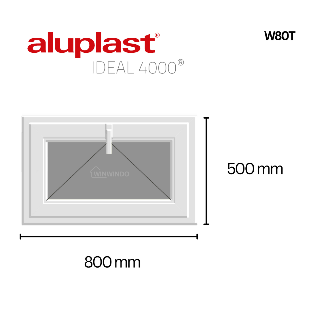 Janela PVC reforçado 50×80 cm branca basculante | Vidro transparente – Perfil Aluplast - 3