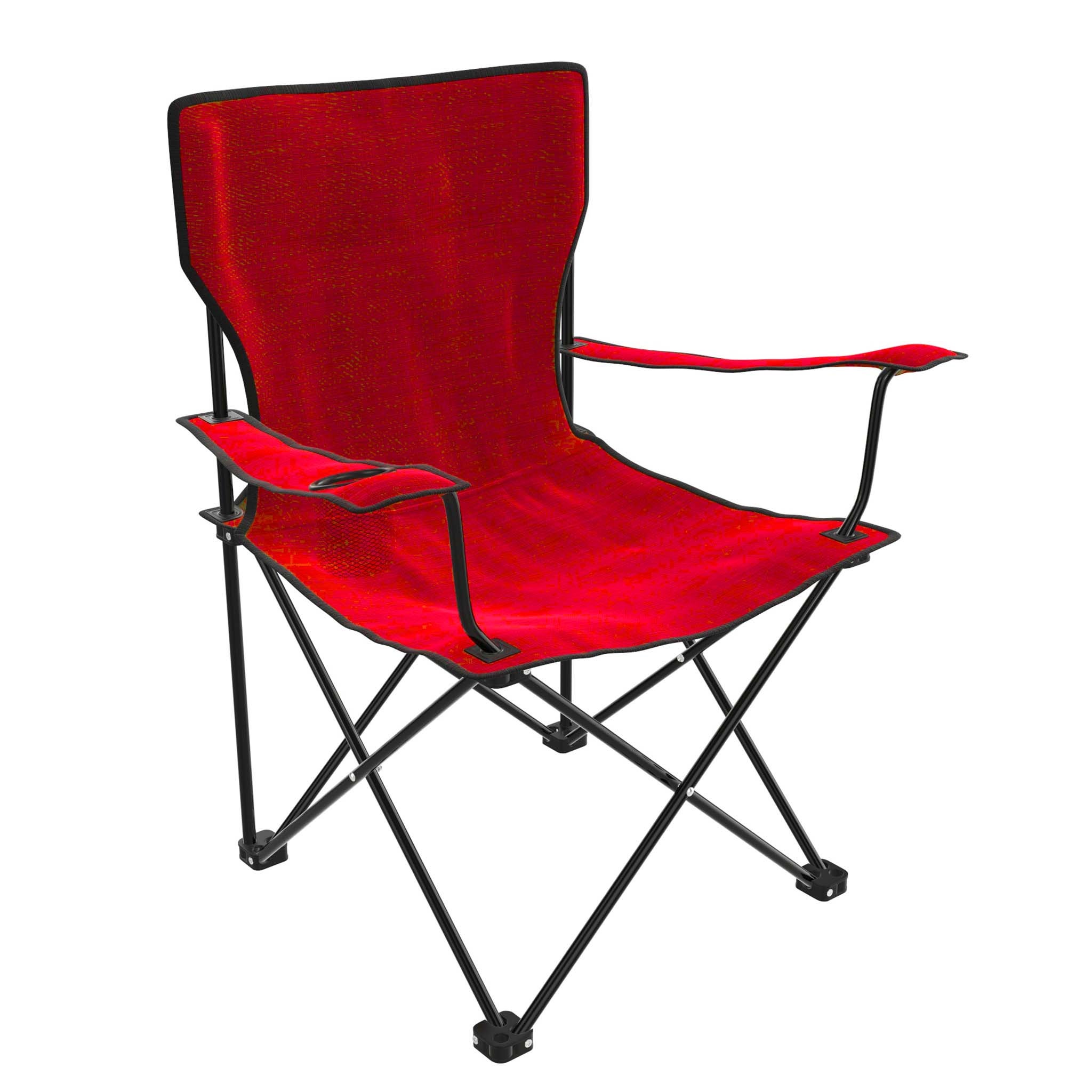 Chaise De Camping Pliable – Assise 50 Cm, Oxford 600D, Charge 100 Kg, Porte-Gobelet, Sac Inclus, Rouge Et Noir