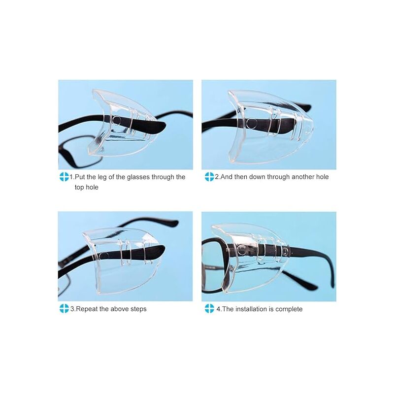 Lunettes de sécurité (lot de 2 paires) - Protections latérales universelles - Conviennent aux lunettes de petite et moyenne taille - 3