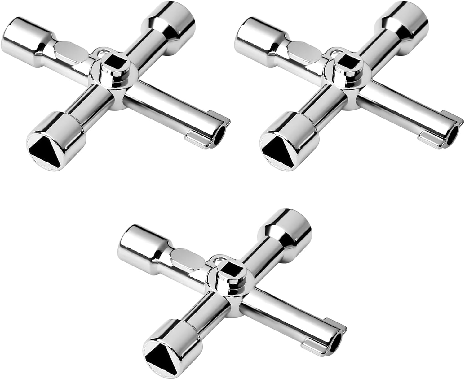 4 Voies Clé Utilitaires Multifonction à Quatre Voies Multifonctions Cross Triangle Key Cle Armoire Electrique Universelle (Argent) - Bricolage