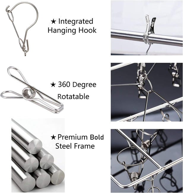 Appendiabiti in acciaio inox con 36 clip in acciaio inox antivento per appendere calzini, biancheria intima, ecc. | Leroy Merlin Appendiabiti in acciaio inox con 36 clip in acciaio inox antivento per appendere calzini, biancheria intima, ecc. | Leroy Merlin