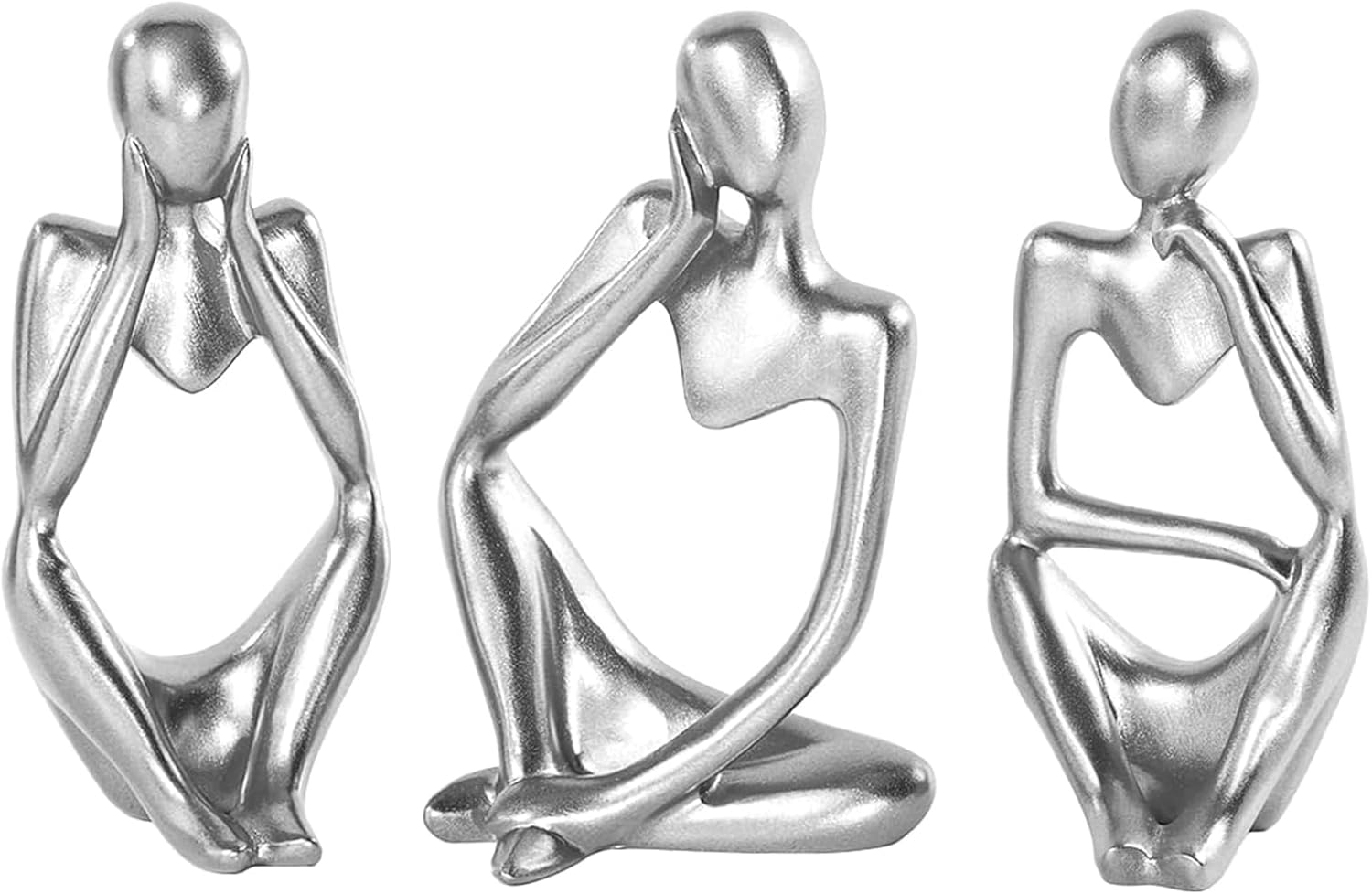 Statue De Penseur En Grès - Sculpture Abstraite Moderne Pour Bureau, Salon Et Bibliothèque