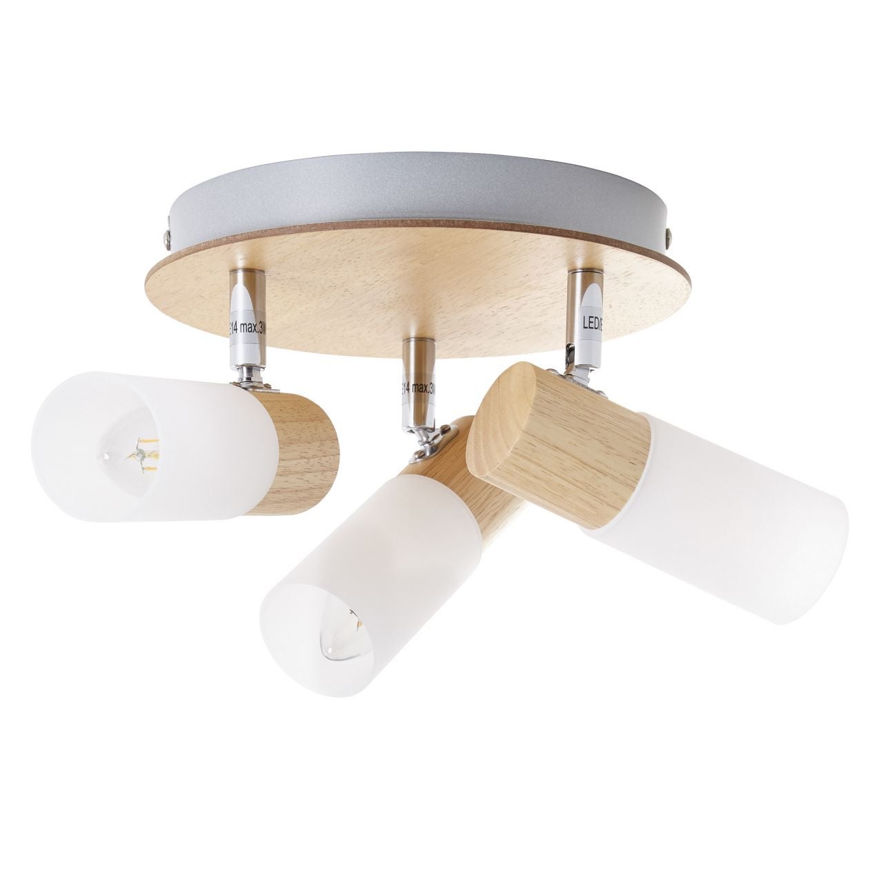 Lampa BRILLIANT, reflektor spiralny Avia 3 płomienie czarny / kolor drewna, metal / drewno, 3x D45, E14, 40W, żarówki w kształcie łezki (brak w zestaw - 4