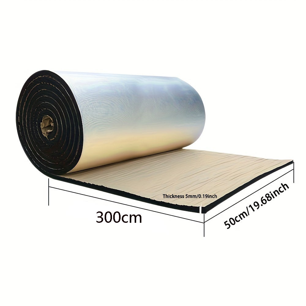 Coton isolant pour toit 50 x 300 cm, mousse de coton autocollante en aluminium, matériau imperméable, ignifuge et insonorisant, adapté au capot - 3
