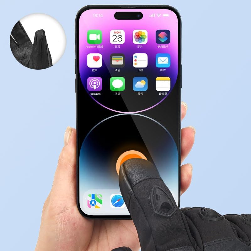 Gant Moto Chauffant 4000mäH Respirant Coupe-Vent - Réglage 3 Niveaux Écran Tactile pour Ski, Randonnée, Patinage & Sports Extérieur - 4