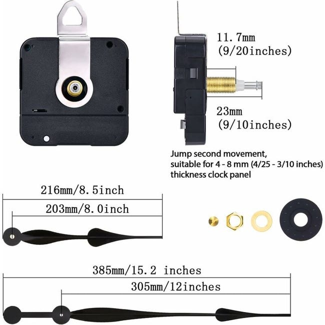 Mecanismo de substituição para relógio de quartzo de alto torque Ahlsen com ponteiros de 30 cm (12 polegadas) para projetos 