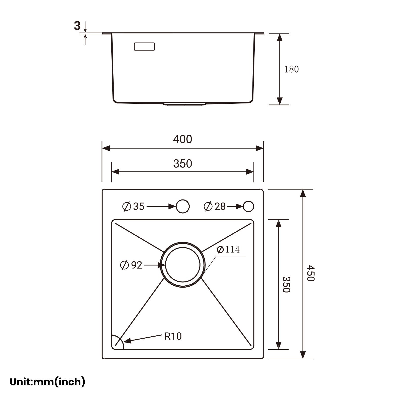 Cecipa max Évier Cuisine 1 Bac 40 × 45 cm Évier Inox Brossé 1 Cuve + Mitigeur Cuisine Brossé avec Douchette Extractible - 2 Jets aux Choix - 5