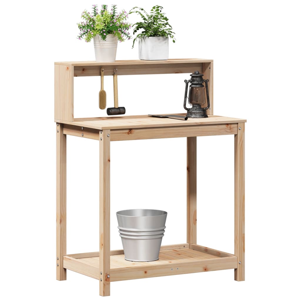 Jardinière | Table de rempotage et étagères 82,5x50x109,5 cm bois massif pin CFW64147 - 4