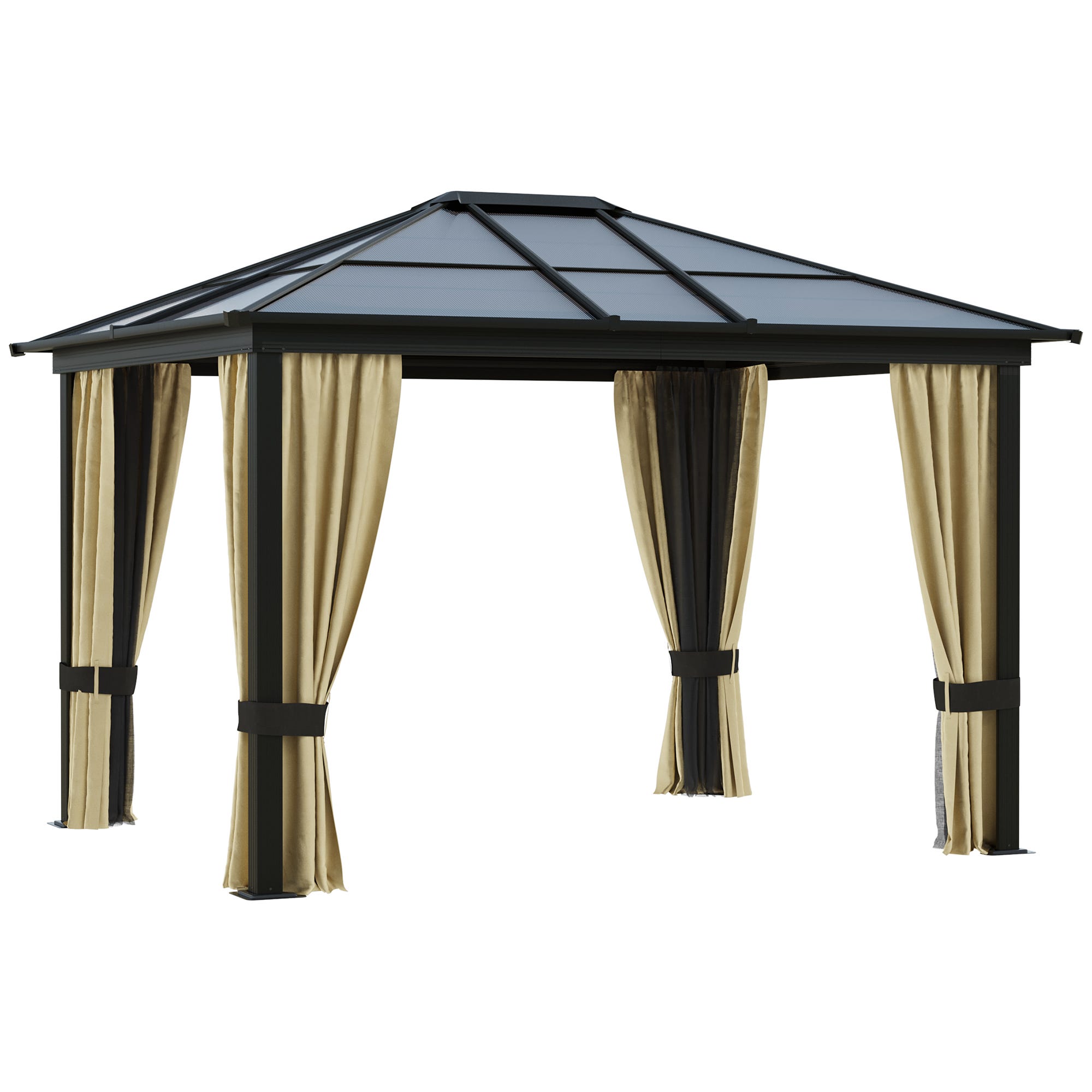 Gazebo Da Giardino Outsunny 3.6x3m - Tetto In Policarbonato Anti UV Con Tende - Foto 11