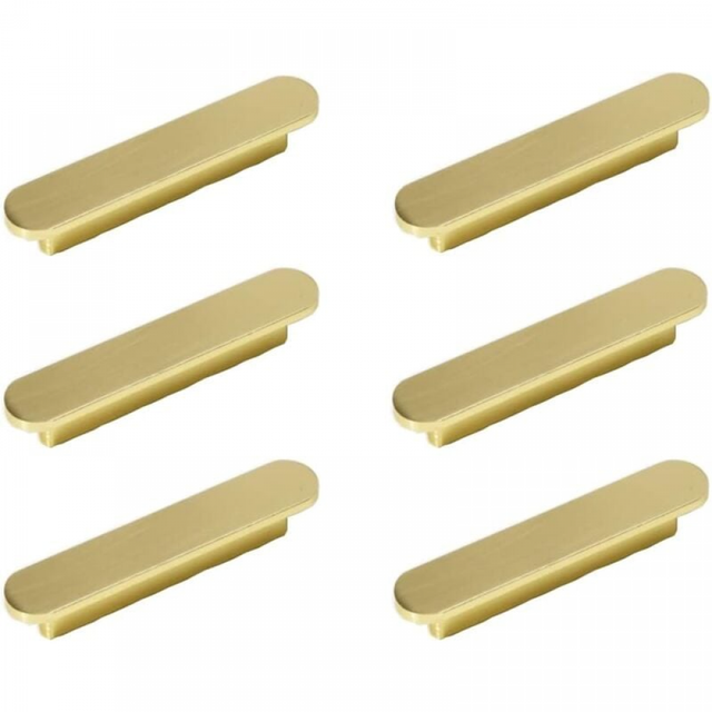 Poignées en laiton brossé doré, 6 pièces, poignées d'armoire Poignées de meubles en laiton brossé entraxe 64 mm