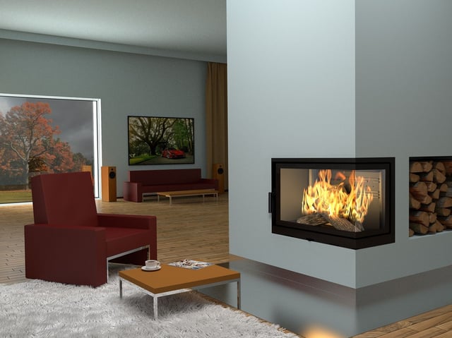 Insert cheminée d'angle levio II - 17 kw