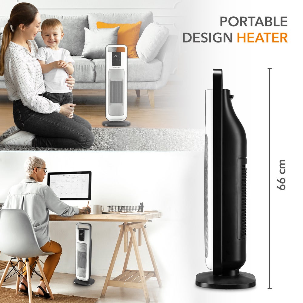 TROTEC Radiateur soufflant céramique tour TFC 21 E, portatif, mobile, électrique, pivotant, mode économie d'énergie, écran dimmable, fonction mémoire - 3