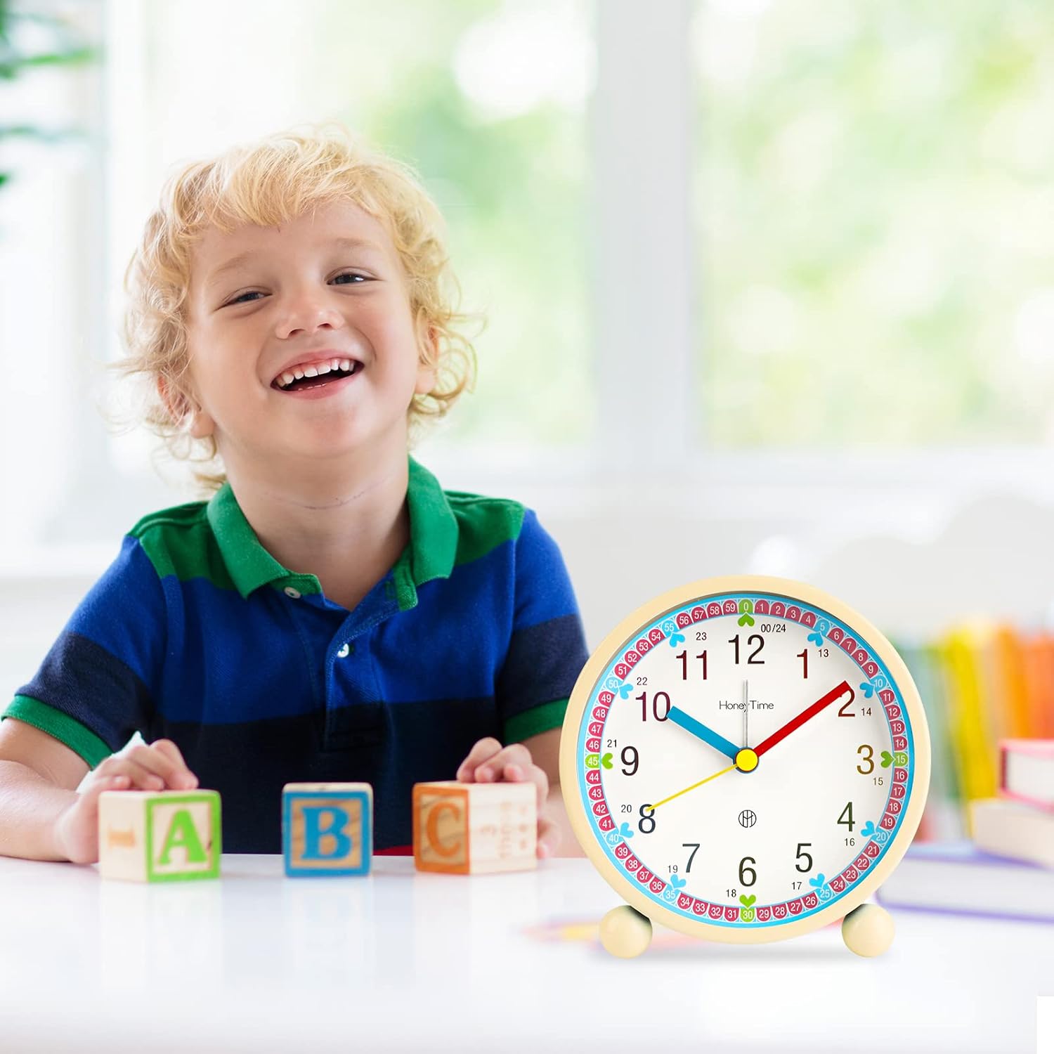 Réveil pour enfants ( et s), réveil silencieux (sans tic-tac), réveil de chevet analogique lumineux original avec fonction snooze - 3