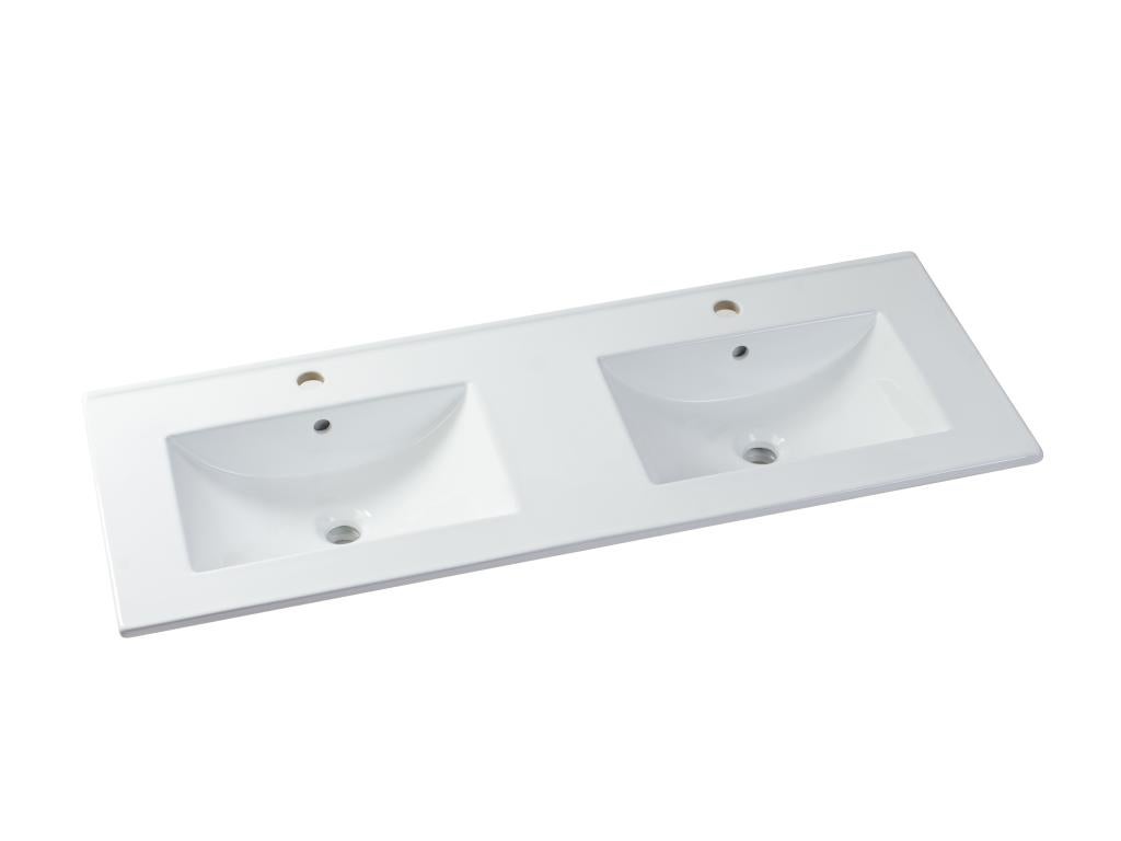 Prostokątna biała umywalka ceramiczna - 122 x 46,5 cm - MOTIAC