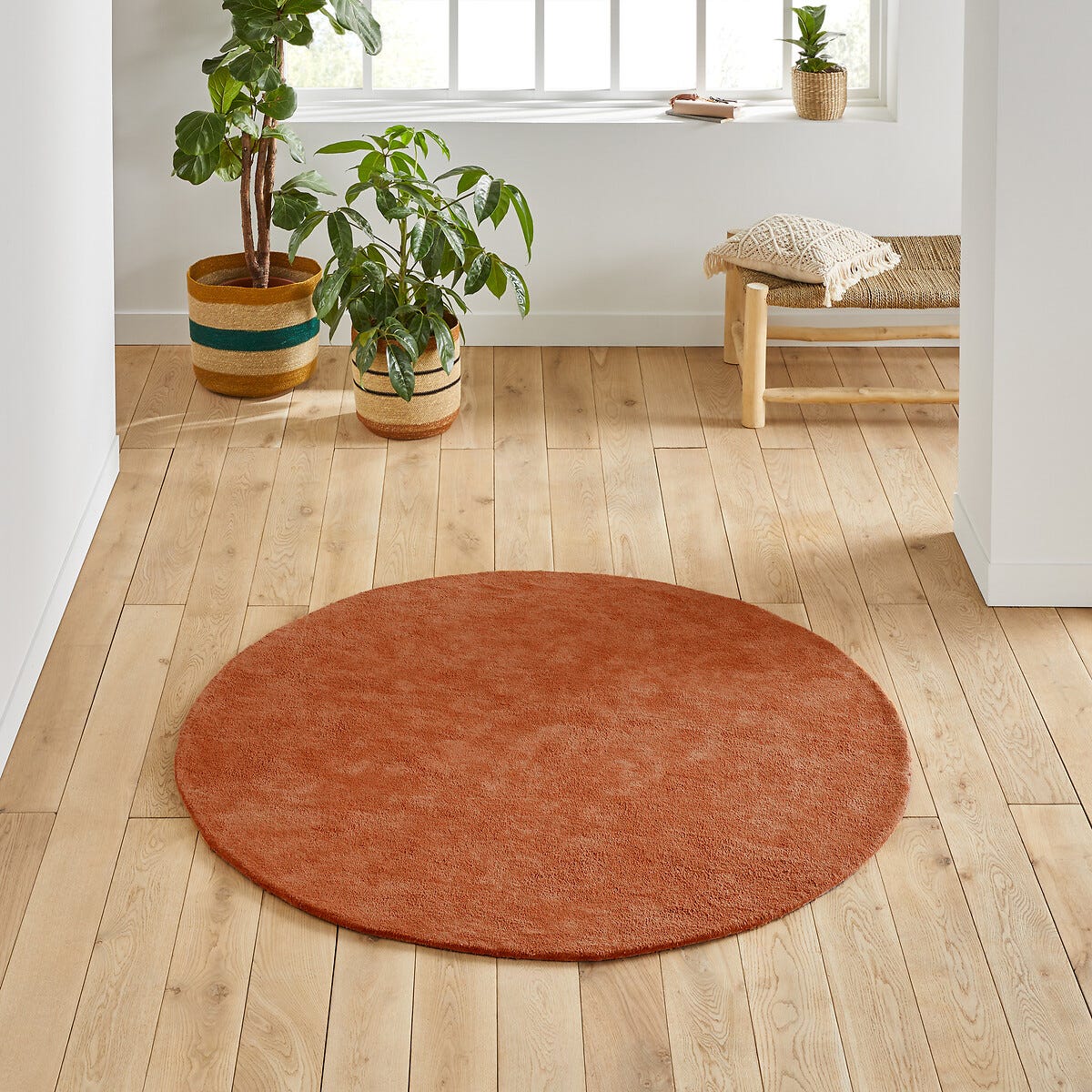 Tapis rond, coton tufté, Renzo, grand modèle - Terracotta - diam 160 cm ...