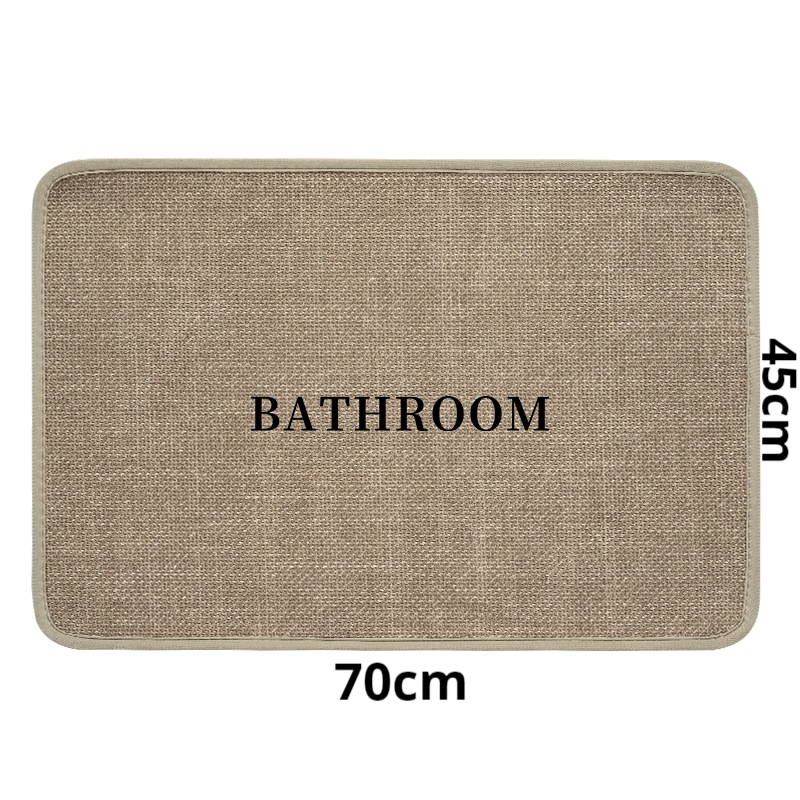 Tapis de salon en lin, tapis de salle de bain, 45 x 70 cm, antidérapant, absorbant, séchage rapide (beige foncé) - 3