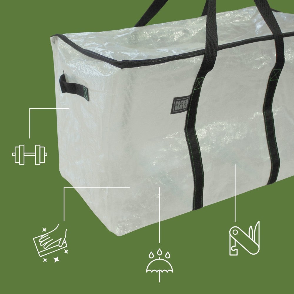 Pack and Move - Lot 2 Grands Sacs Déménagement Transparent Recyclé - Rangement Et Transport Ultra Résistant - Réutilisable - Poignées Solides - 100L - 3