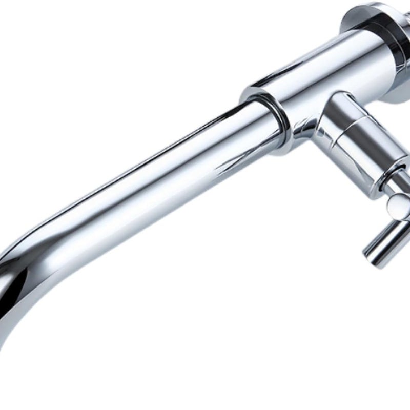 Bateria ścienna, bateria ogrodowa lub łazienkowa, bateria obrotowa boczna z uchwytami krzyżowymi - Srebrna