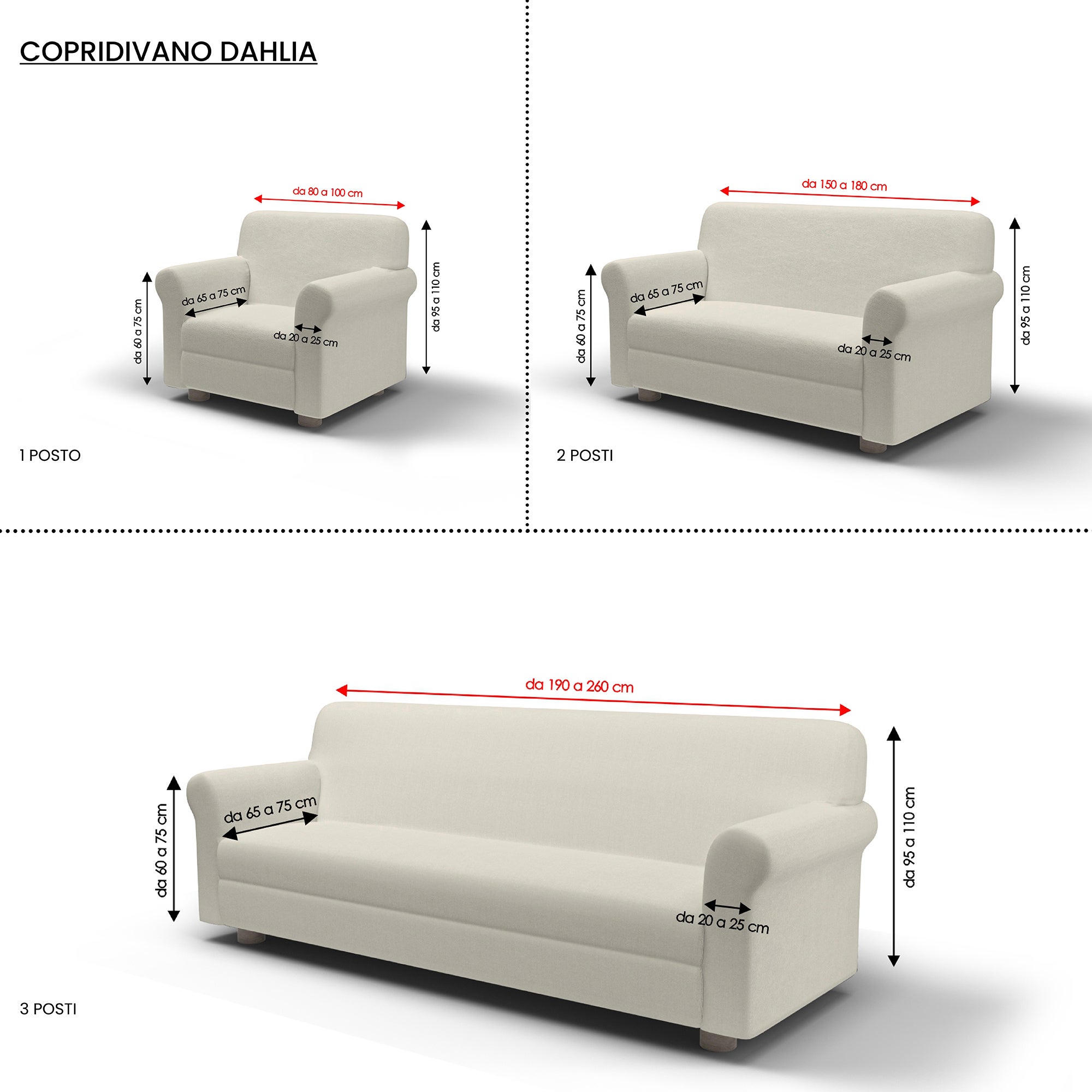Copridivano Dahlia Panna 1 posto - 4