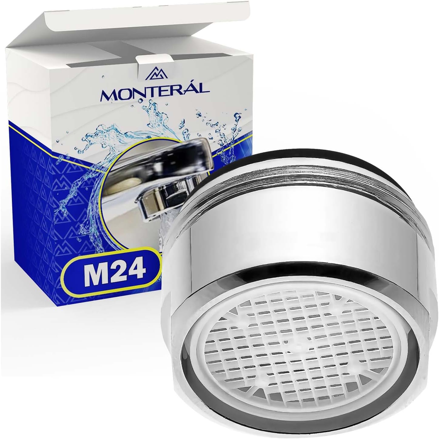 Aerator economizor de apă cu robinet filetat M24 din alamă cromată Consum de 8,3 l/min 3 bari - garanție 10 ani - MONTERAL
