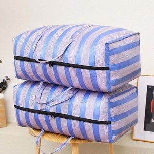 2PCS 2 borse in nylon intrecciato per armadio e biancheria – Grande capacità, con cerniera, organizer blu per vestiti stagionali | Leroy Merlin
