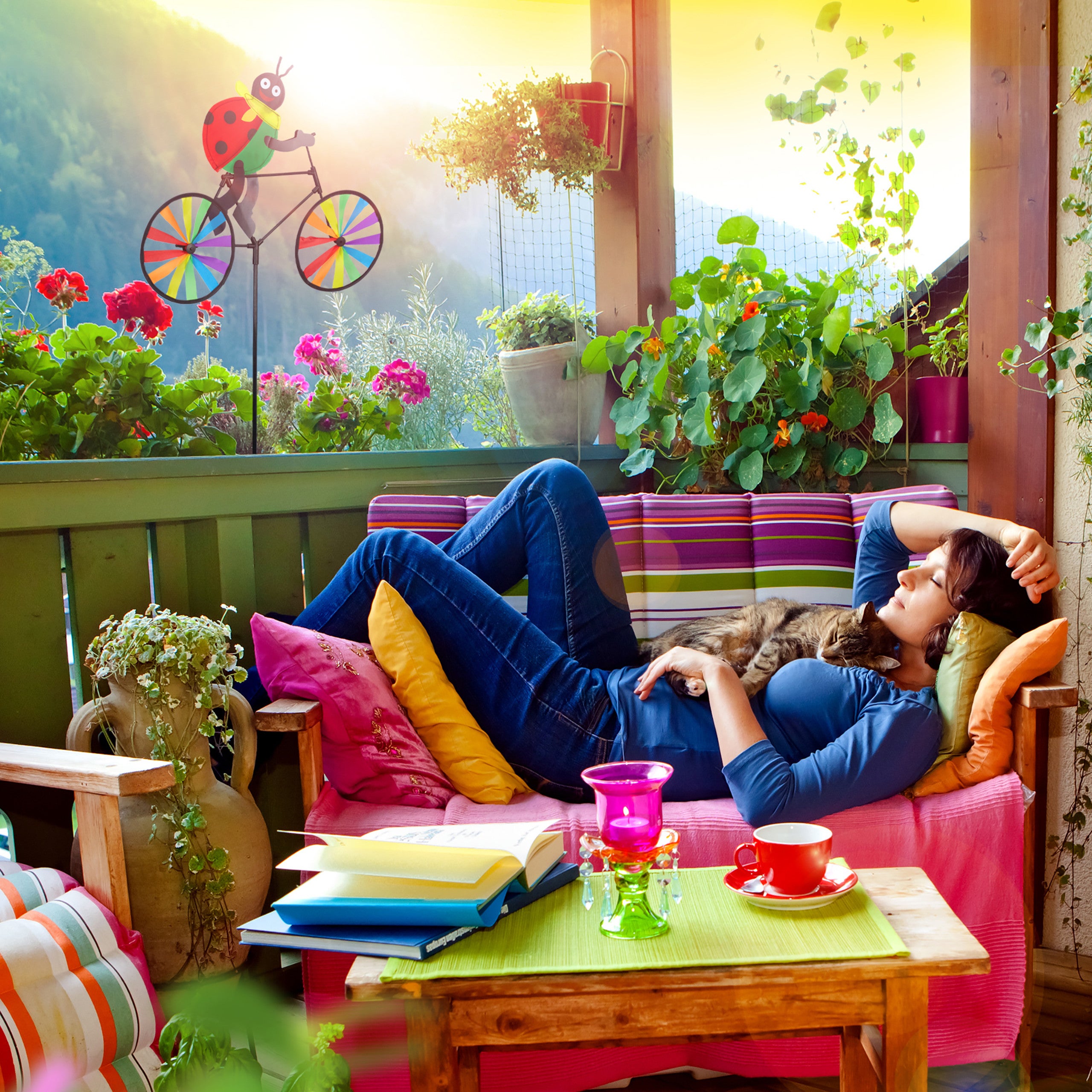 4x Girandola con Coccinella, Puntale Decorativo, per Bambini, da Balcone e Terrazza, da Montare, Colorato - 3