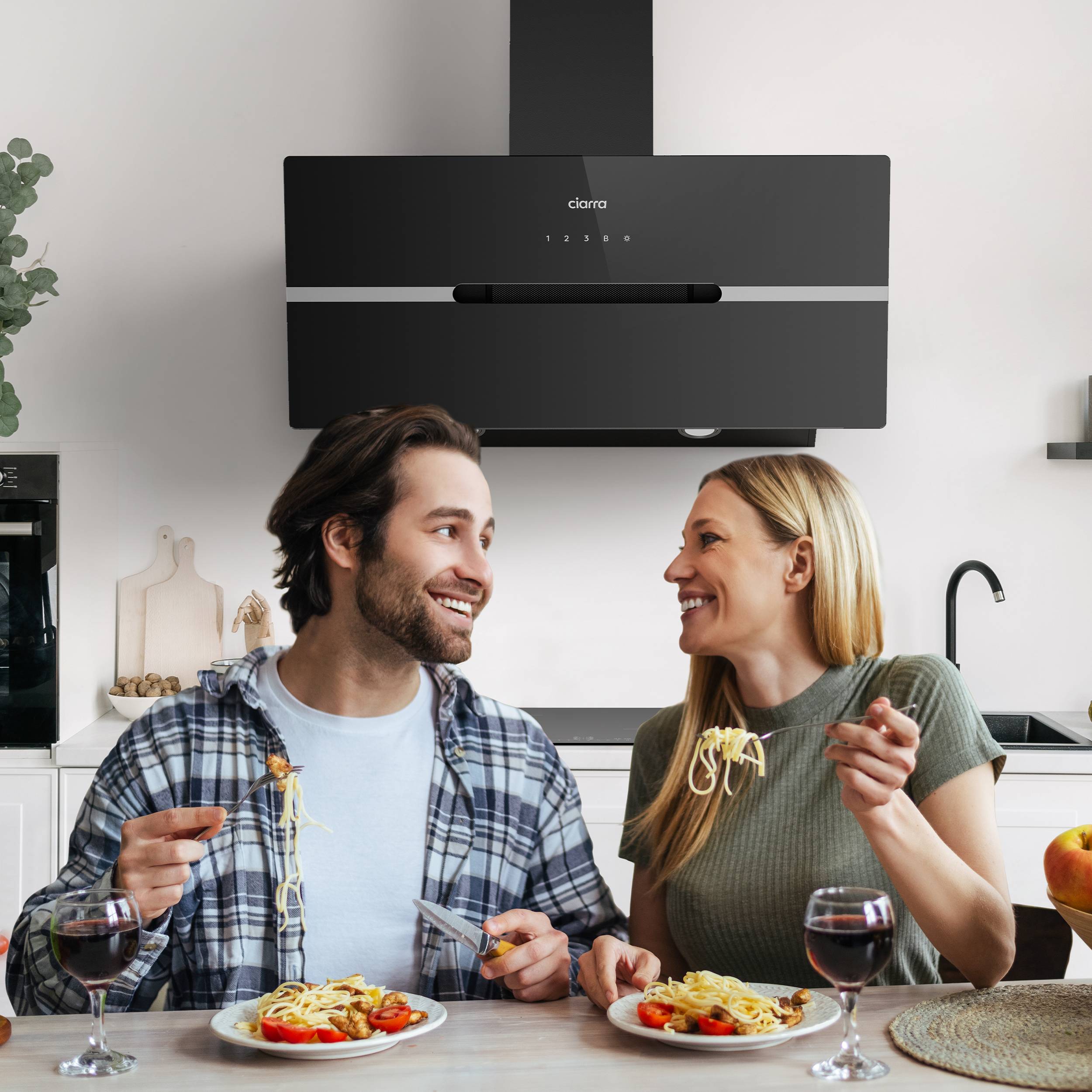 CIARRA Hotte Aspirante 90cm 650m3/h A+++ Wi-Fi Connecté 4 Vitesses Booster Touche Tactile Noir CD9736FB - 9