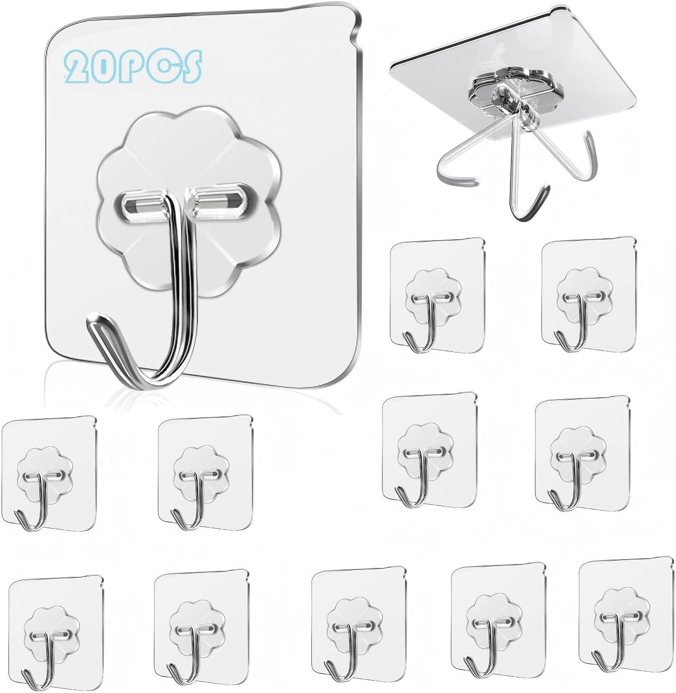 8 ganci autoadesivi, Ganci da parete resistenti, porta asciugamani, in acciaio inox, per cappotti, accappatoi, antiruggine, per bagno | Leroy Merlin