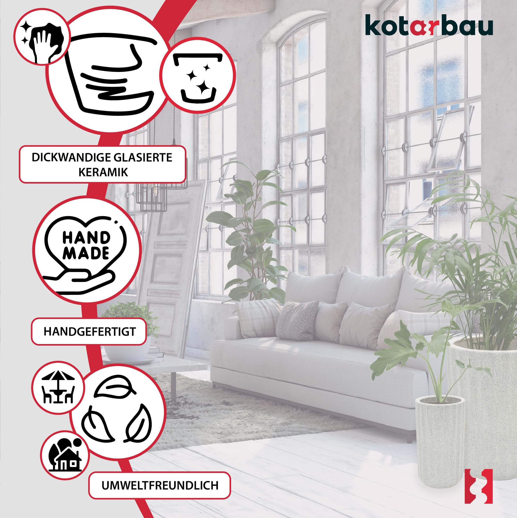 Komplet 3x doniczka donica ceramiczna ogrodowa z odpływem na kwiaty rośliny - KOTARBAU - 4