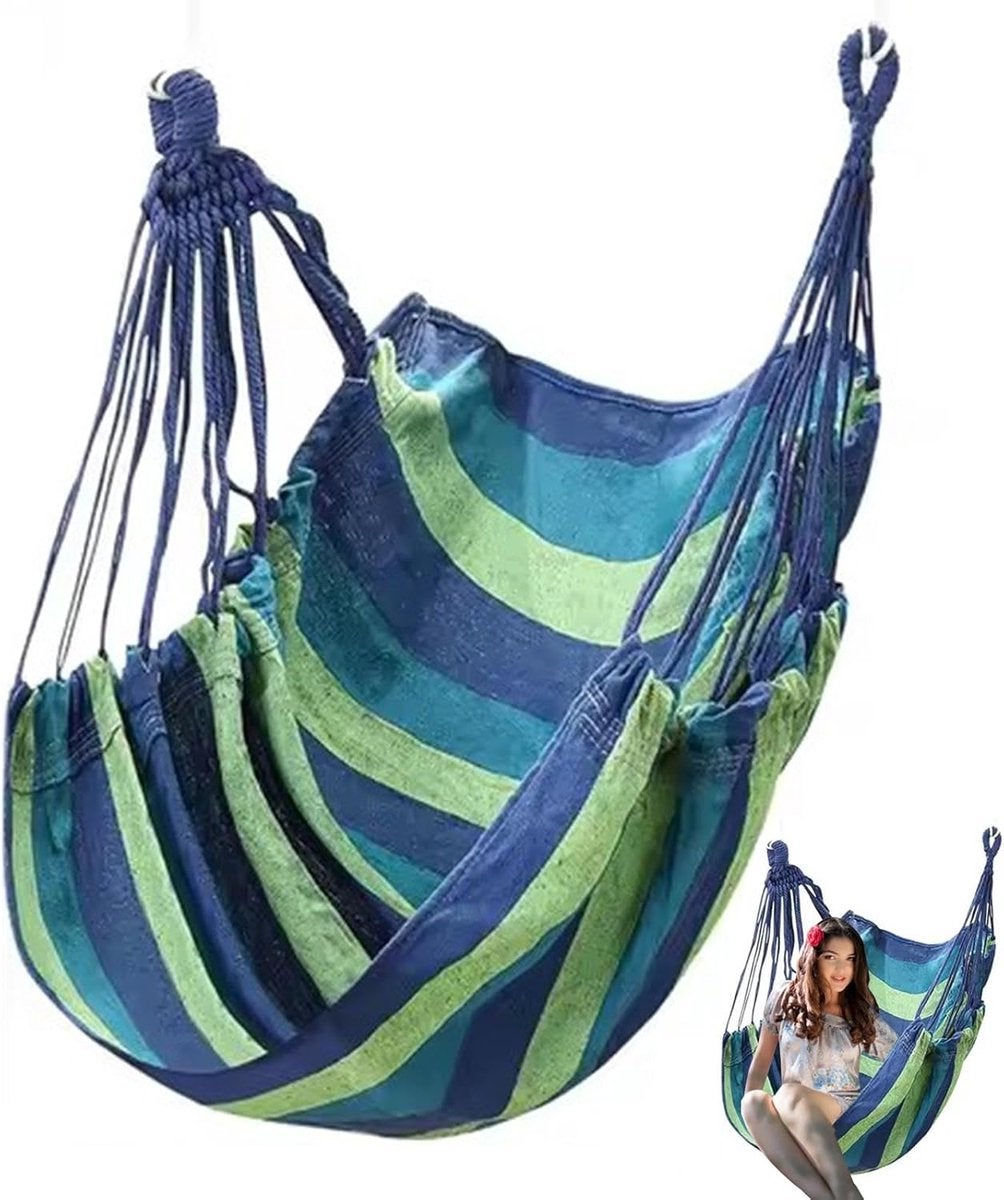 Scaun hamac, Scaun suspendat pentru exterior, Balansoar, Hamac extra mare din pânză groasă, Max. 136 kg