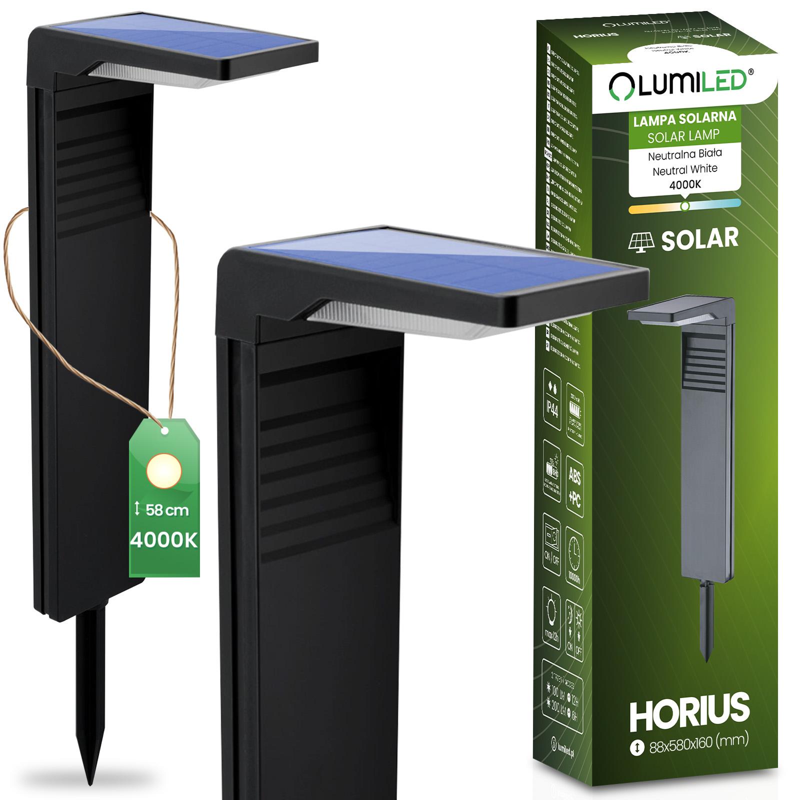 Lampa Solarna Lumiled Ogrodowa LED Wbijana Słupek 4000K Neutralna biel IP44 1 szt.